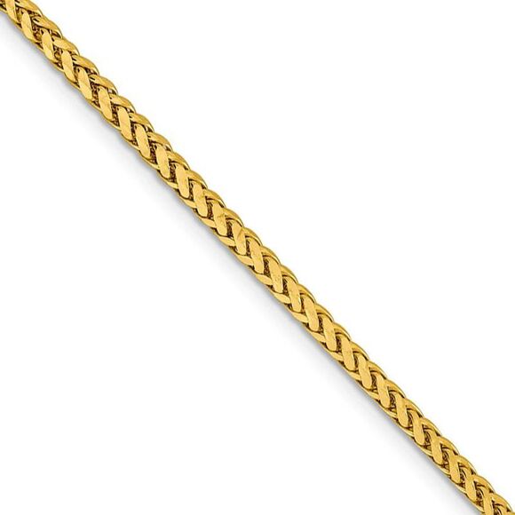 2.5mm 14k Yellow Gold D/C Hollow Wheat Chain Necklace 16 Inch